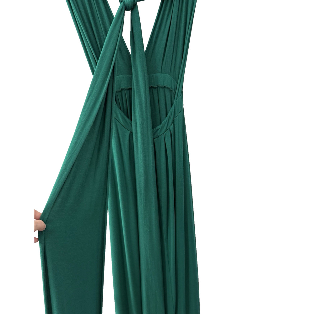 Tart Emerald Green Halter Maxi Dress Backless Plunging Grecian Modal M - Picture 3 of 14